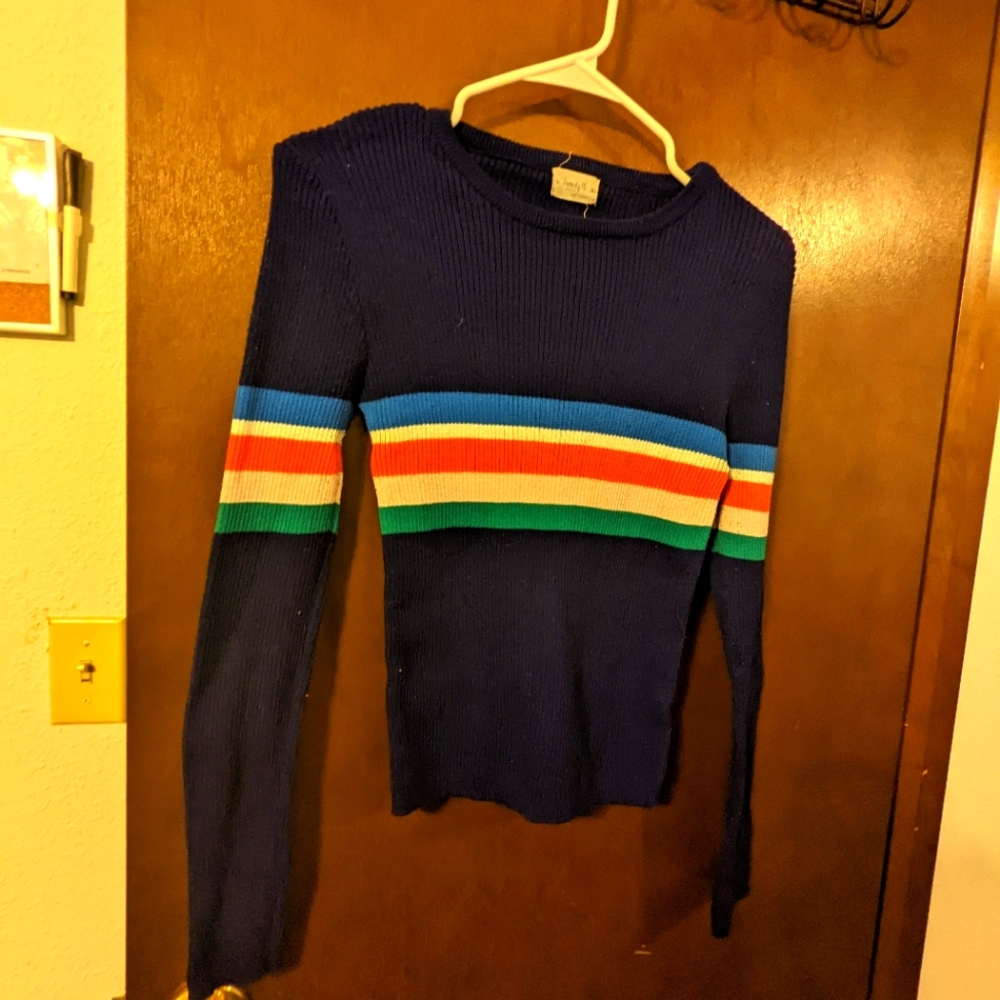 Large crop sweater with multi colors